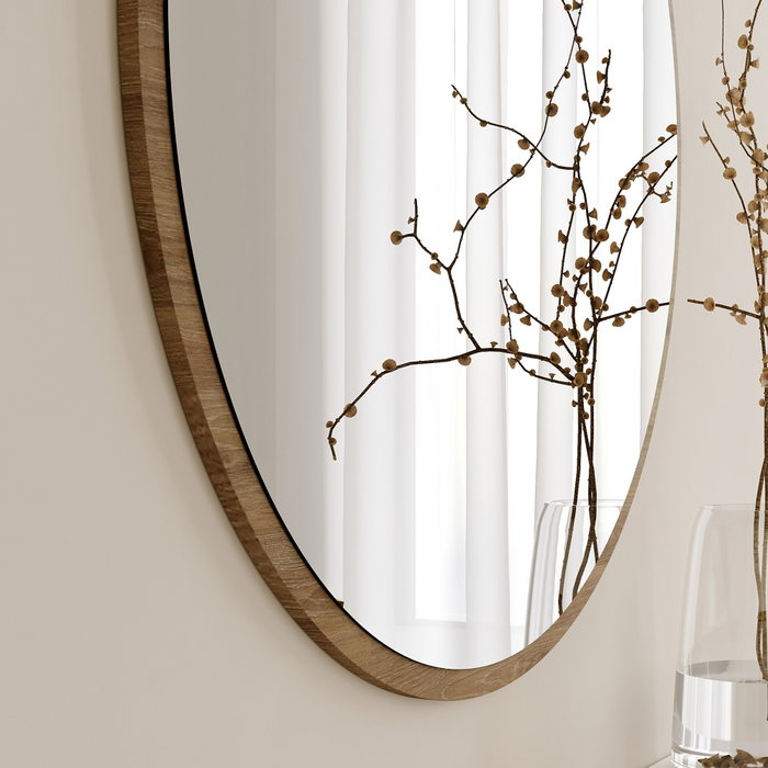 Hanah Home Espejo Decorativo Yuvarlak Ceviz A707 Nogal